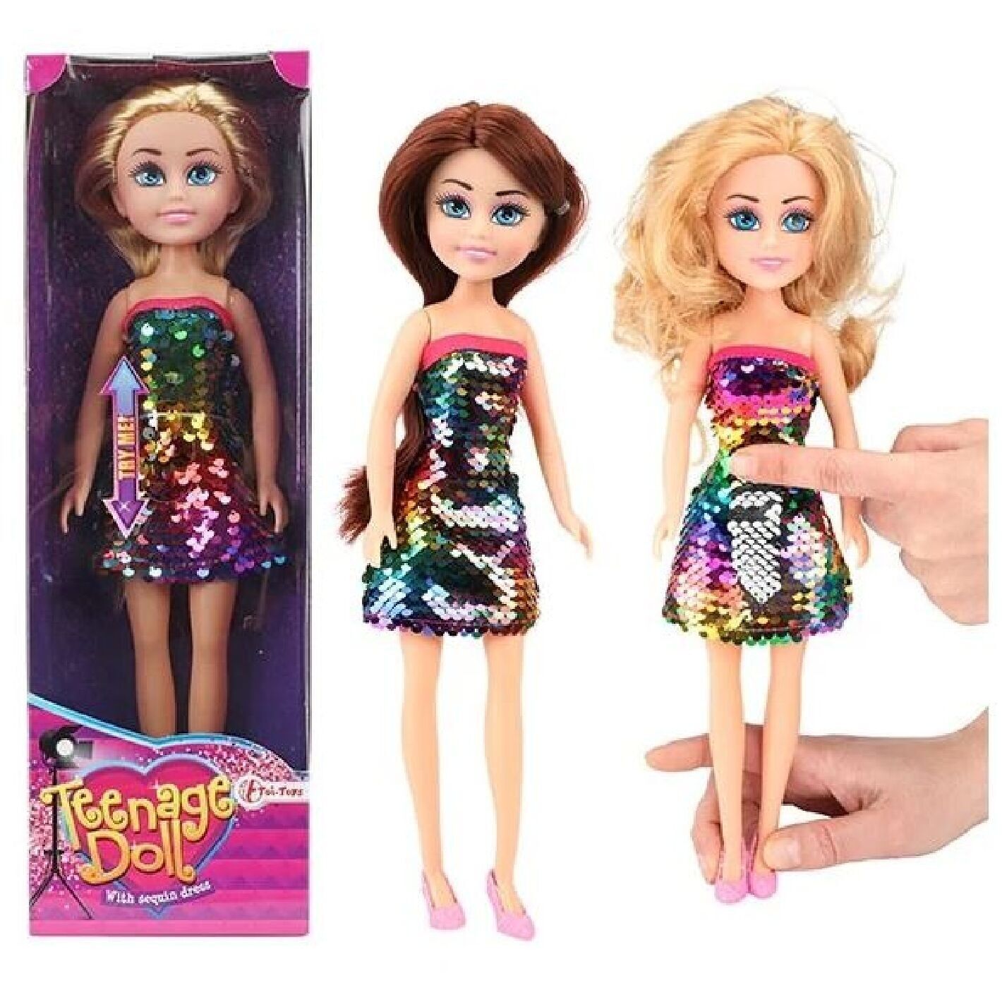 Vestido de lentejuelas para muñeca adolescente de 33 cm