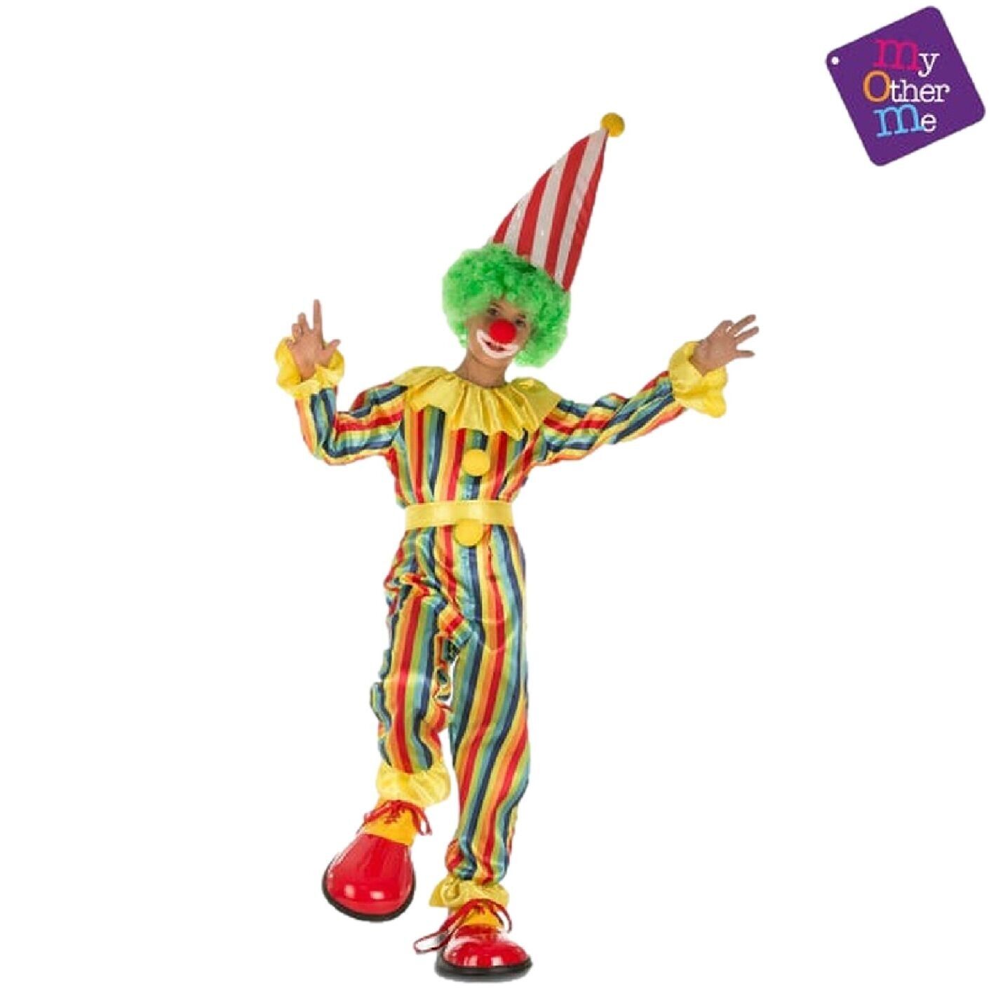 Disfraz infantil de payaso a rayas para niño 5-6 años