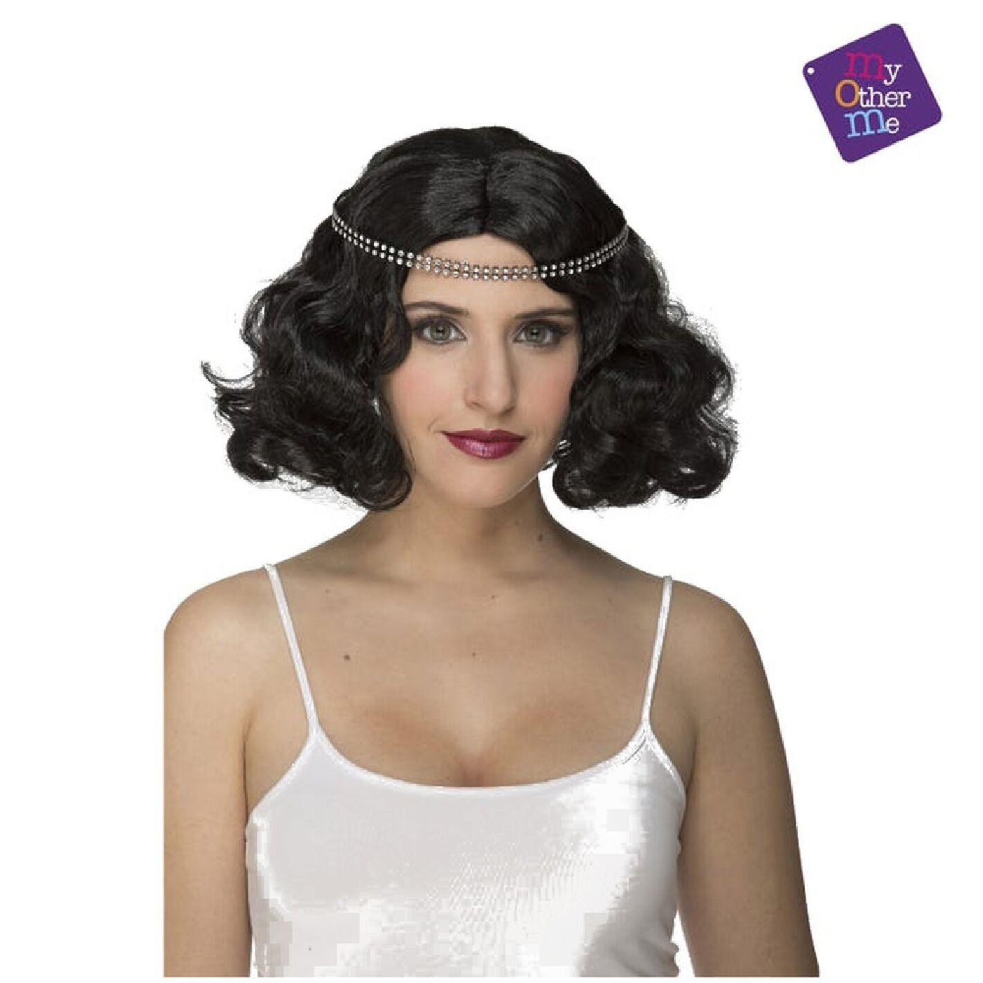 Peluca Charleston Negra 140 Gr - Accesorio para Disfraz