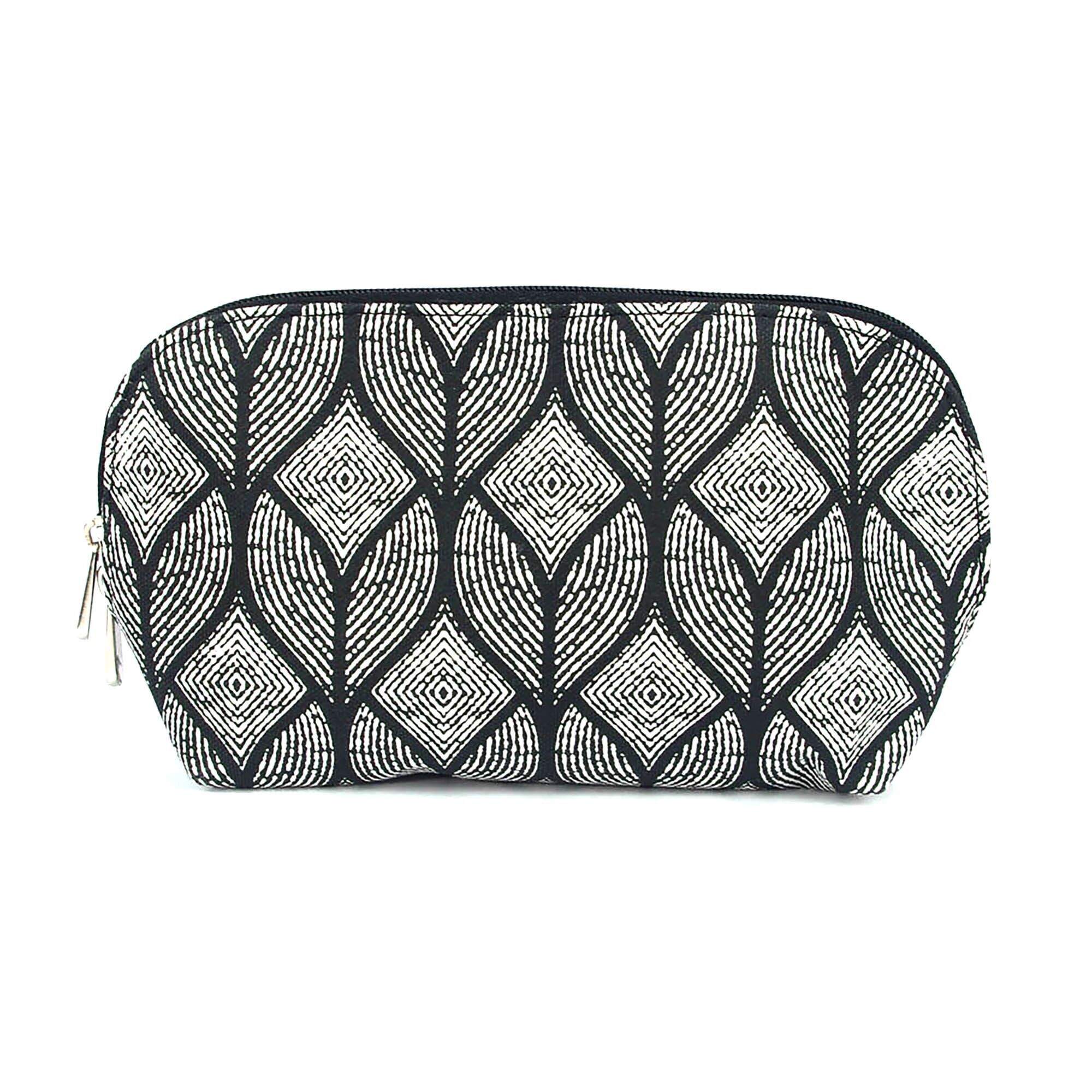 Canvas Wash Bag /Makeup Pouch - Black & White Abstract