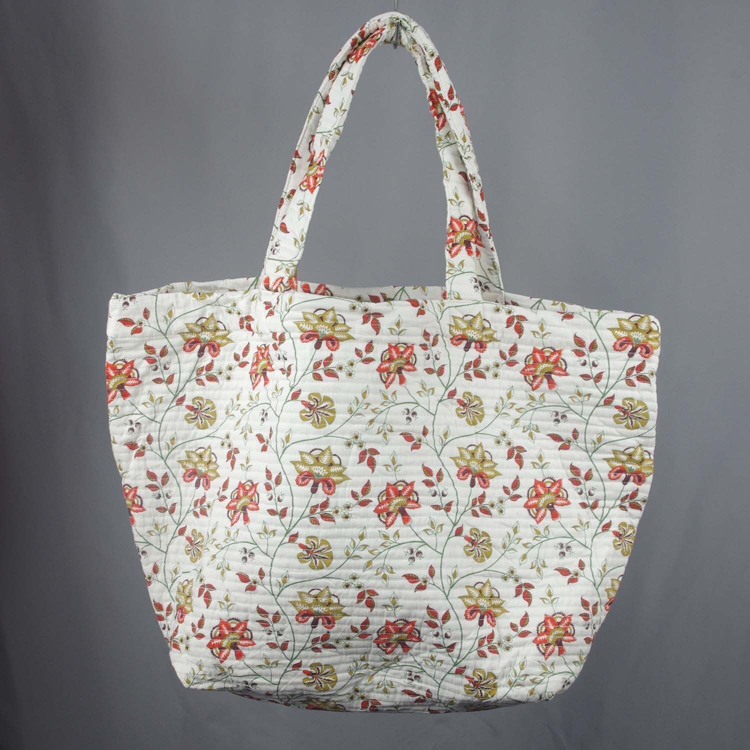 Bolsa de compras / playa grande acolchada de algodón - Jardín holandés blanco