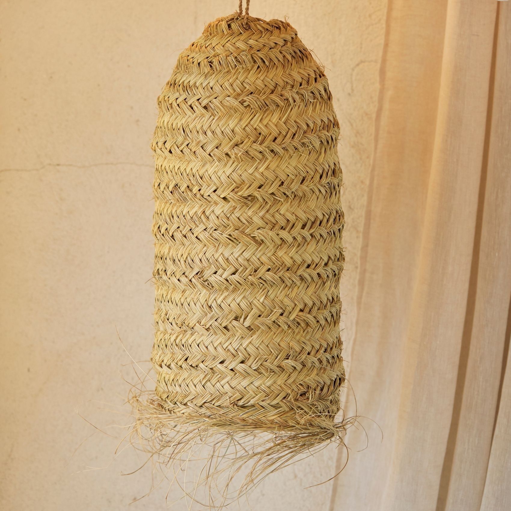 Lampada a sospensione tubolare 60 cm foglie di palma