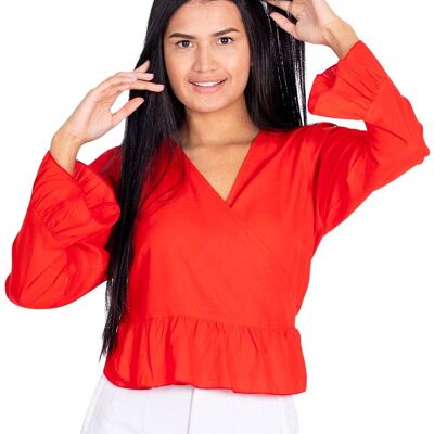 Blusa roja con volados