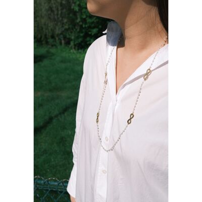Collier sautoir perlé acier inoxydable Infinity
