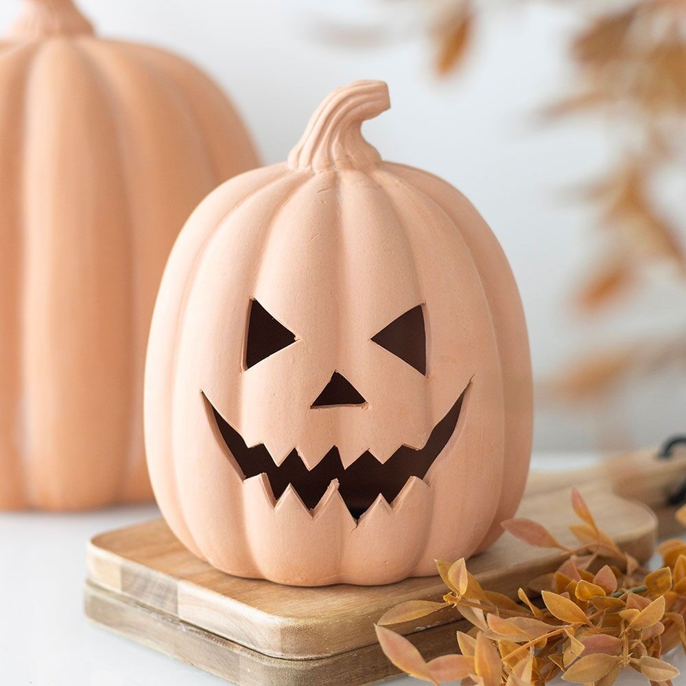 Decorazione di Halloween a forma di zucca in terracotta da 15 cm