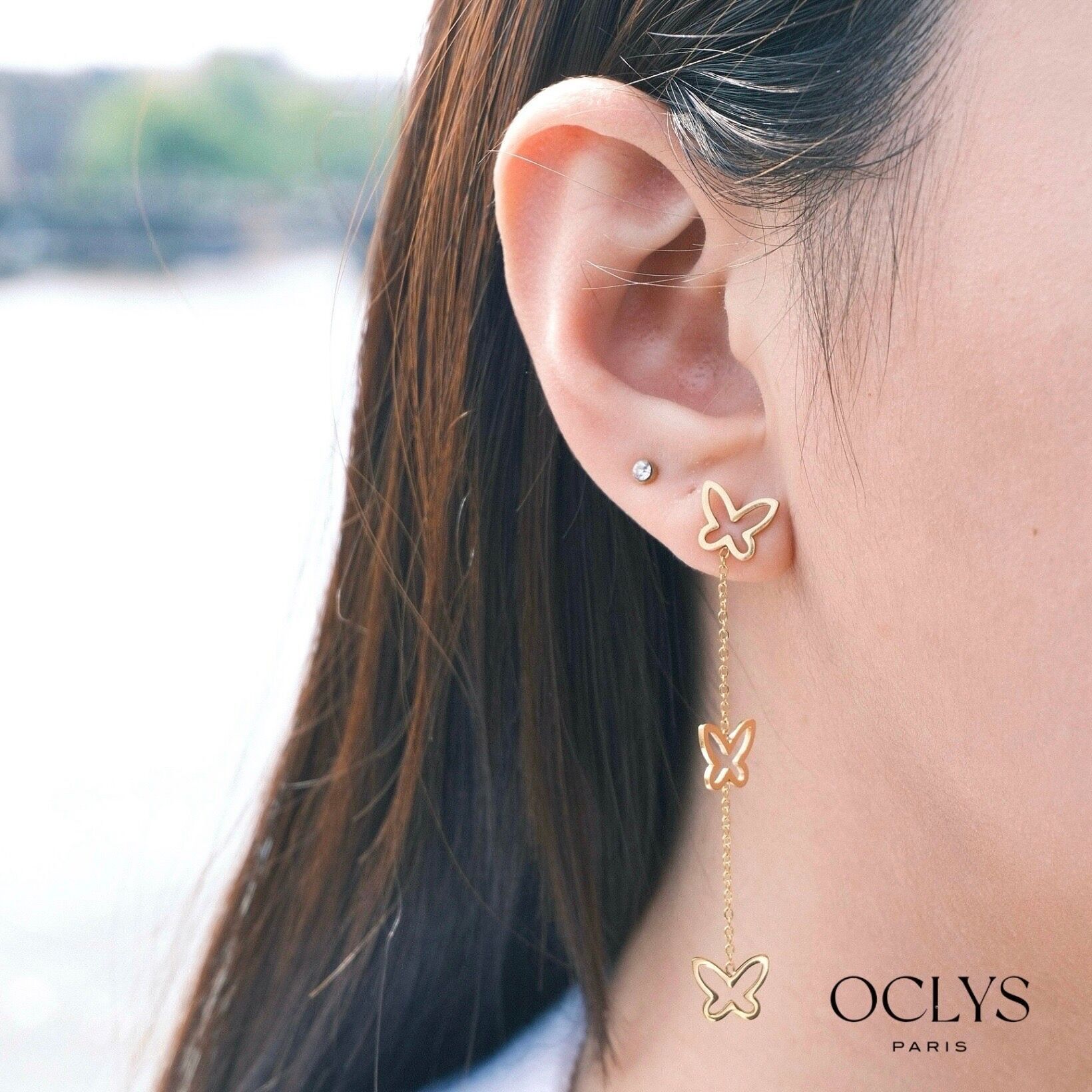 Orecchini pendenti a farfalla Callista in acciaio inossidabile