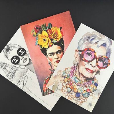 Set di 3 cartoline/mini poster XL: DIN A5