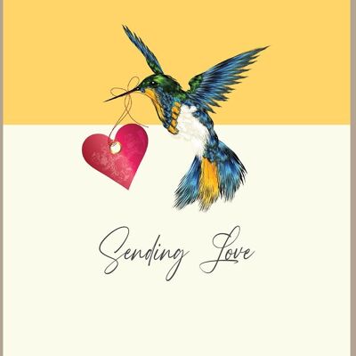 Watermelon Mini Card Sending Love - Hummingbird