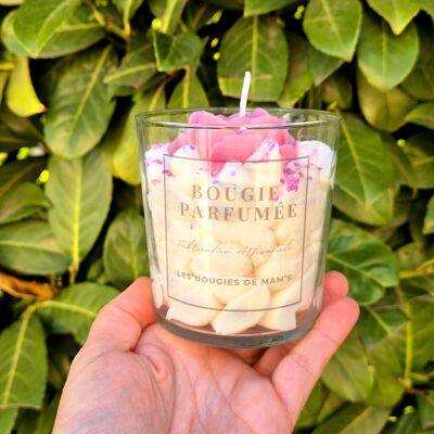 XL pink flower candle