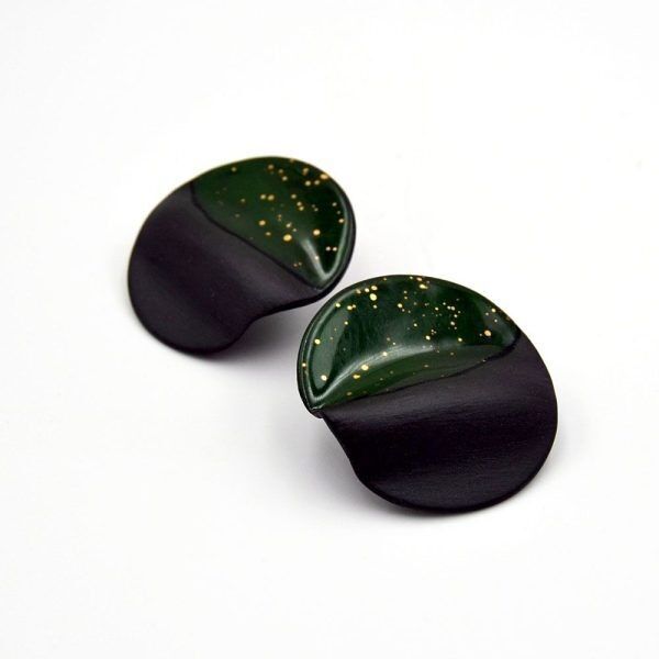 Runde Porzellan Ohrringe, Moos