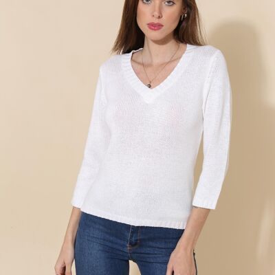 Cotton V-neck knit