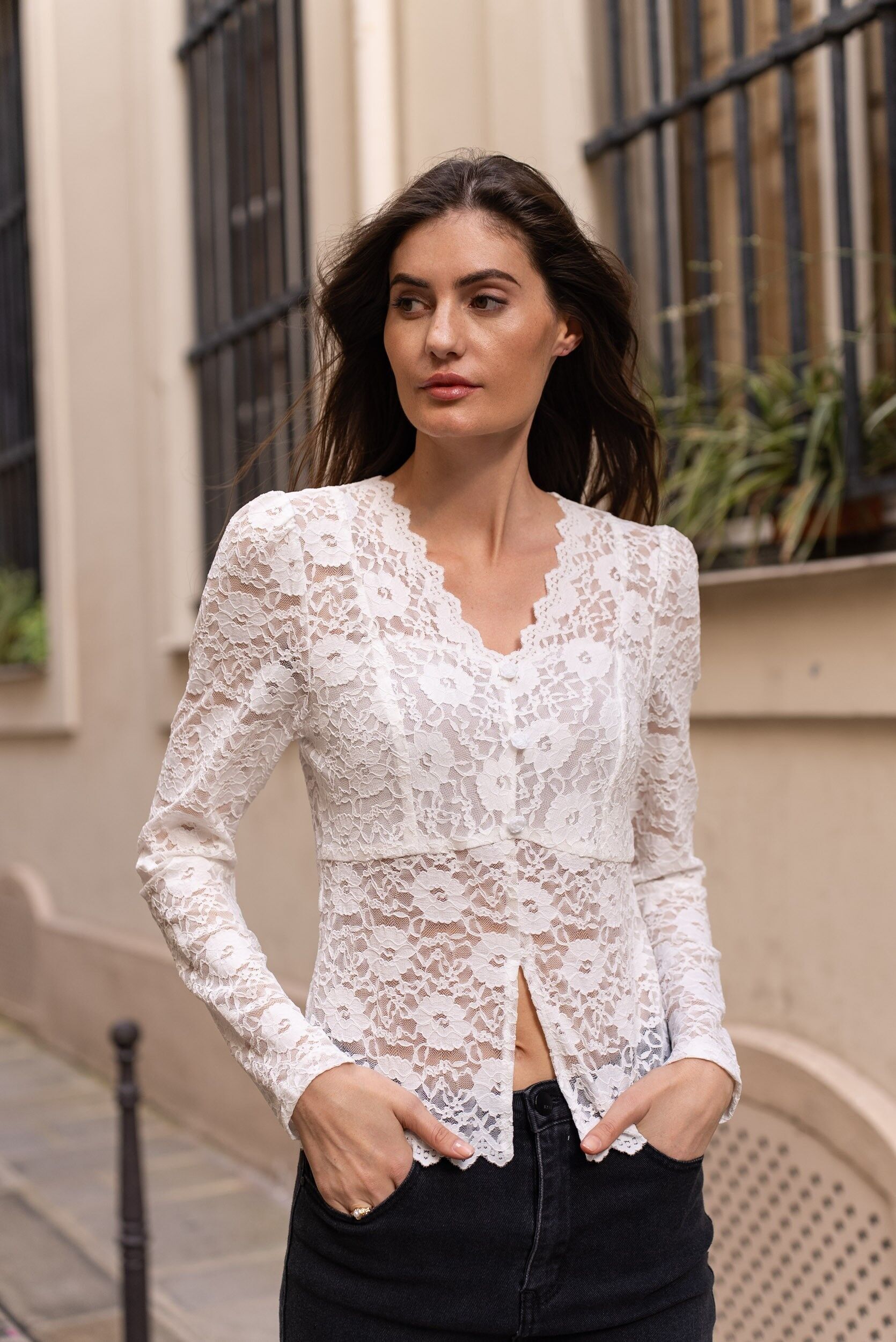 Top de encaje floral - 81035
