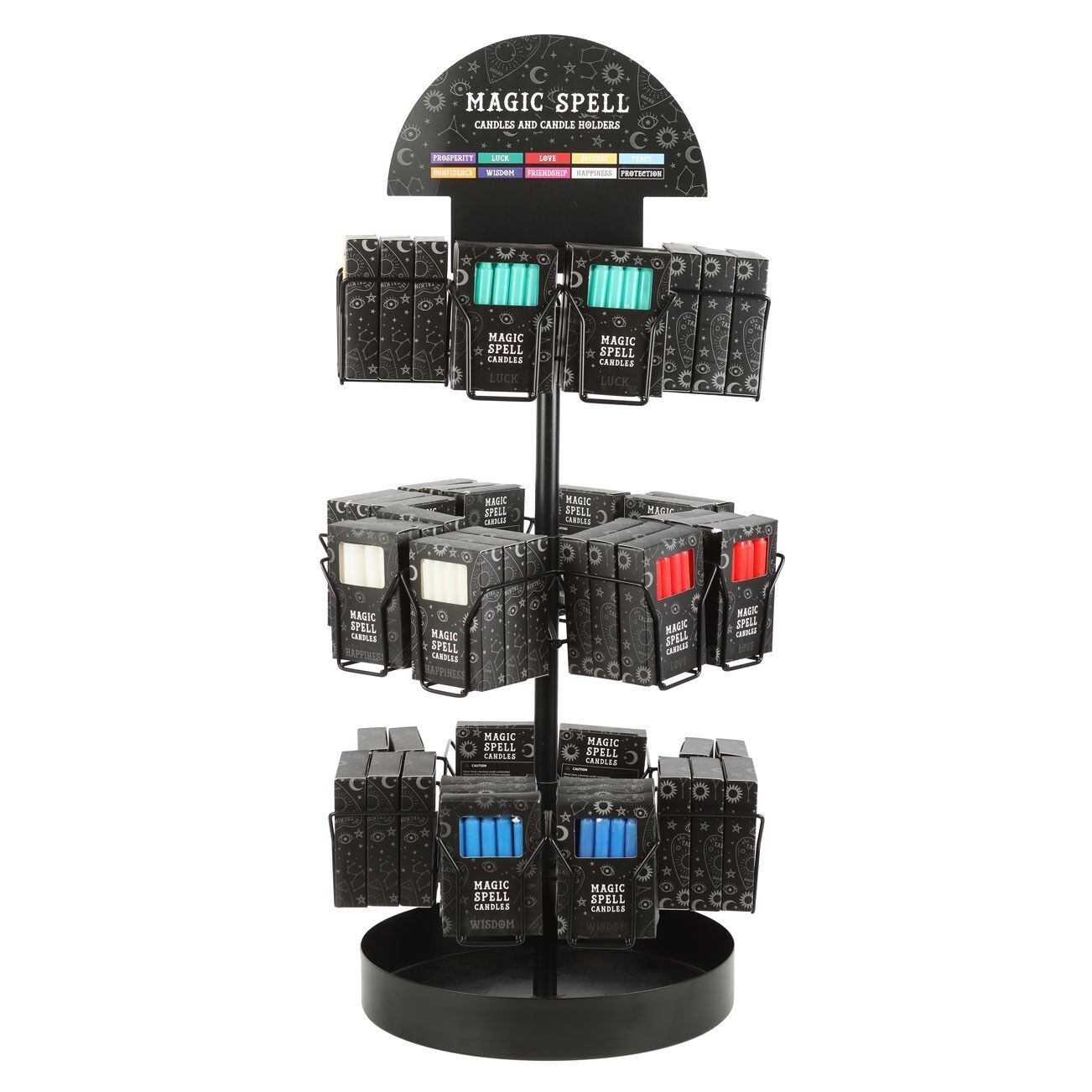 Set di 72 candele magiche per incantesimi su espositore da tavolo