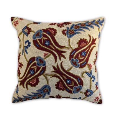 Housse de coussin en coton brodée à la main – Tulipes