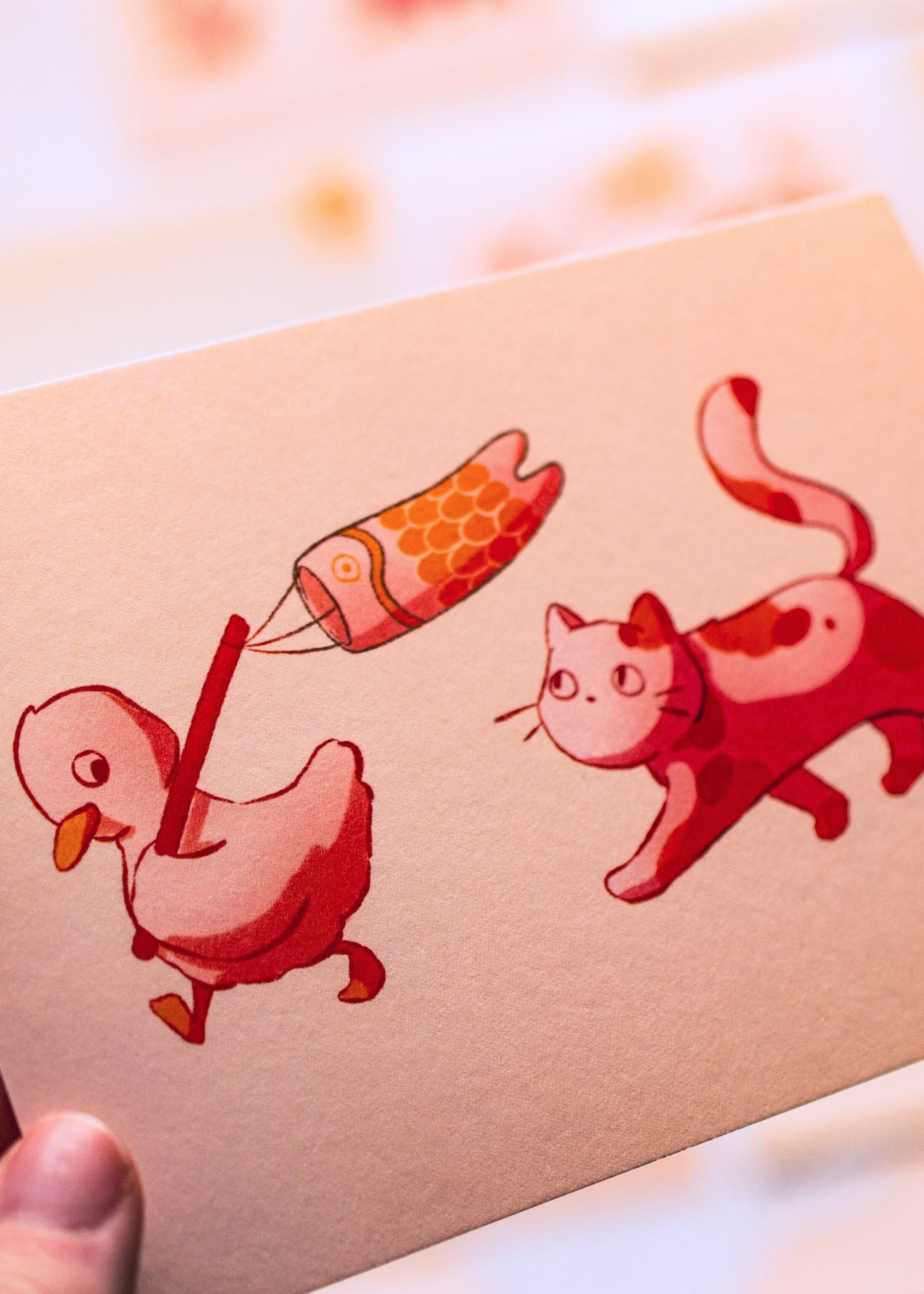 Mini prints - Koinobori cat & duck