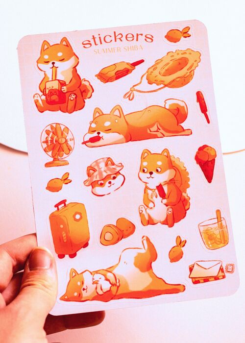 Feuille de stickers - Shiba d'été