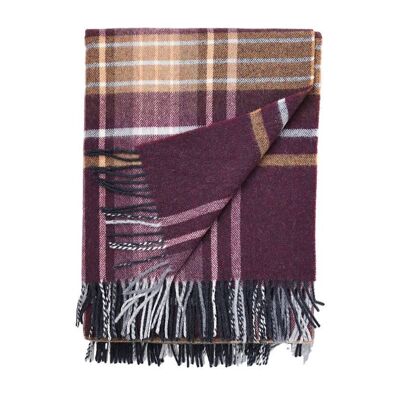 Couverture en pure laine ÉCOSSAISE bordeaux