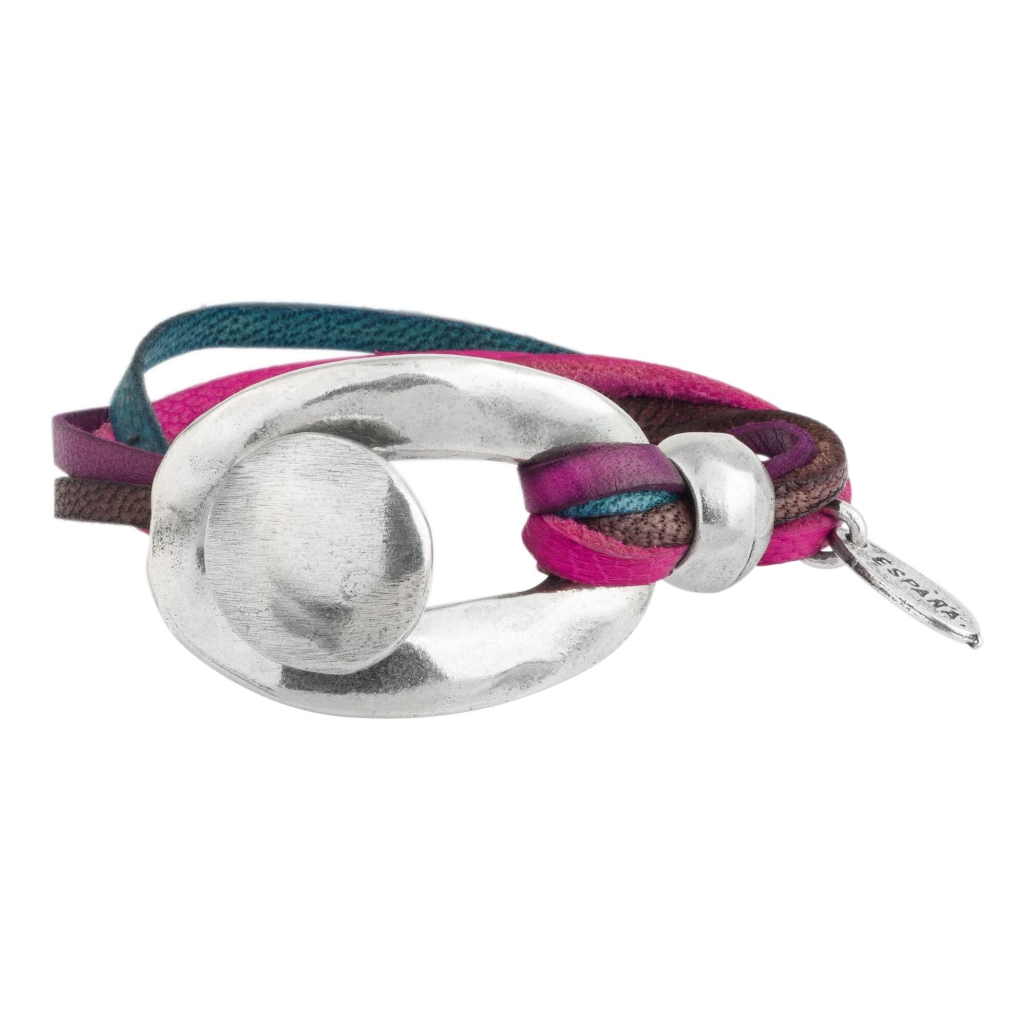 Bracciale in multipelle argento "Centrale" multicolor