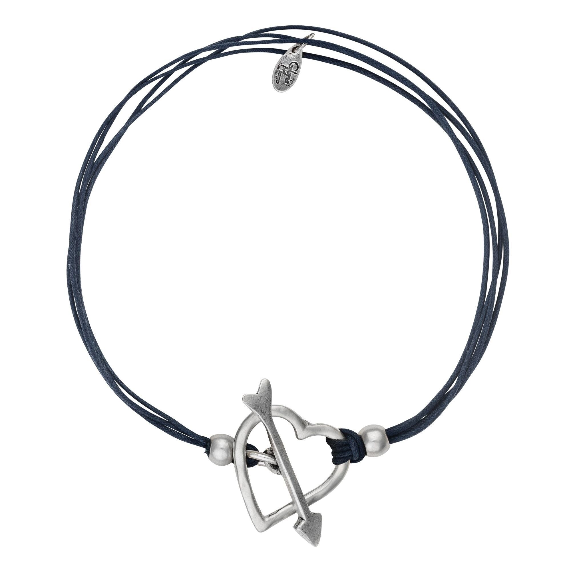 Collana in corda placcata argento con chiusura a cuore