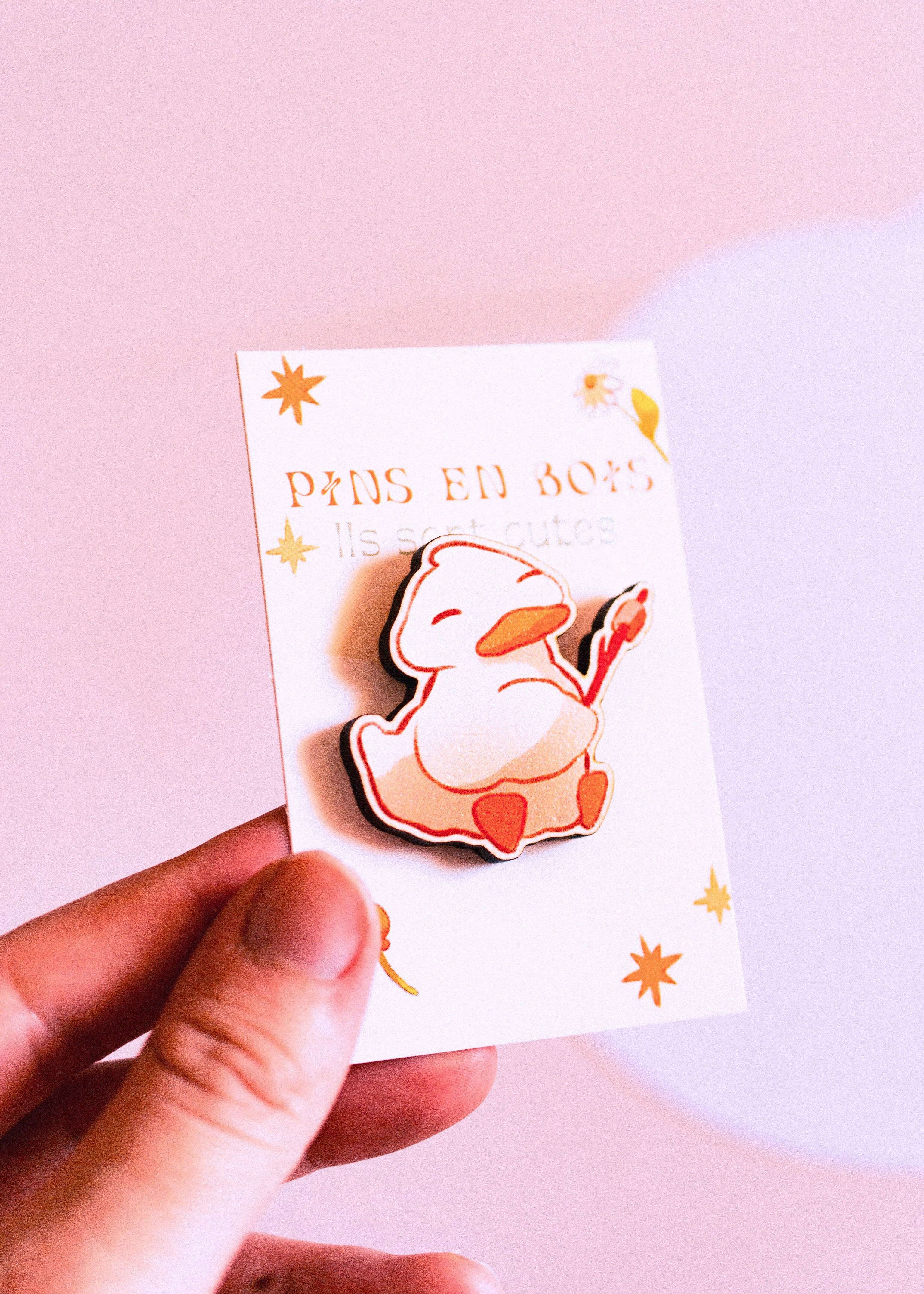 Perni di legno - Anatra Marshmallow