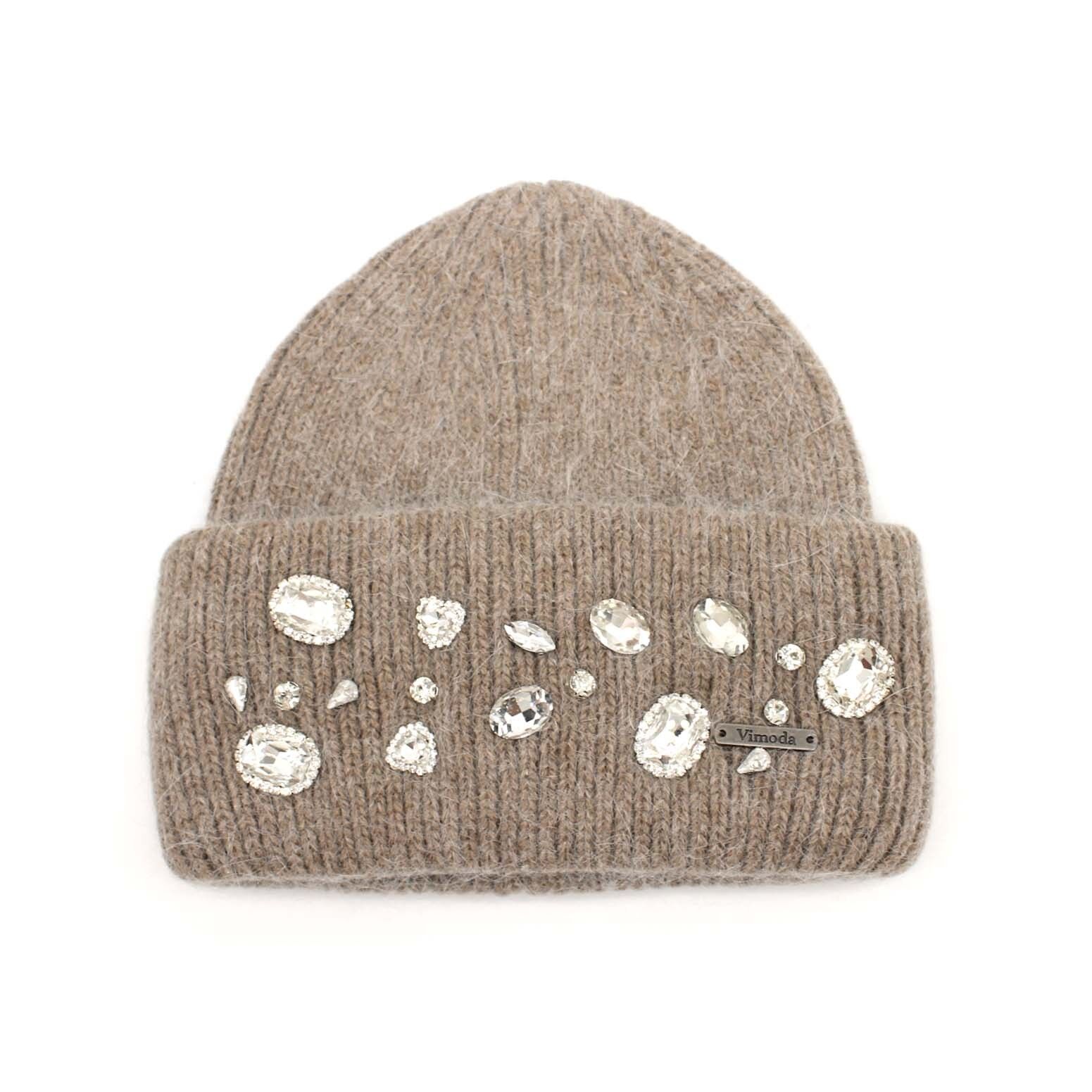 Strickmütze mit Strasssteinen
