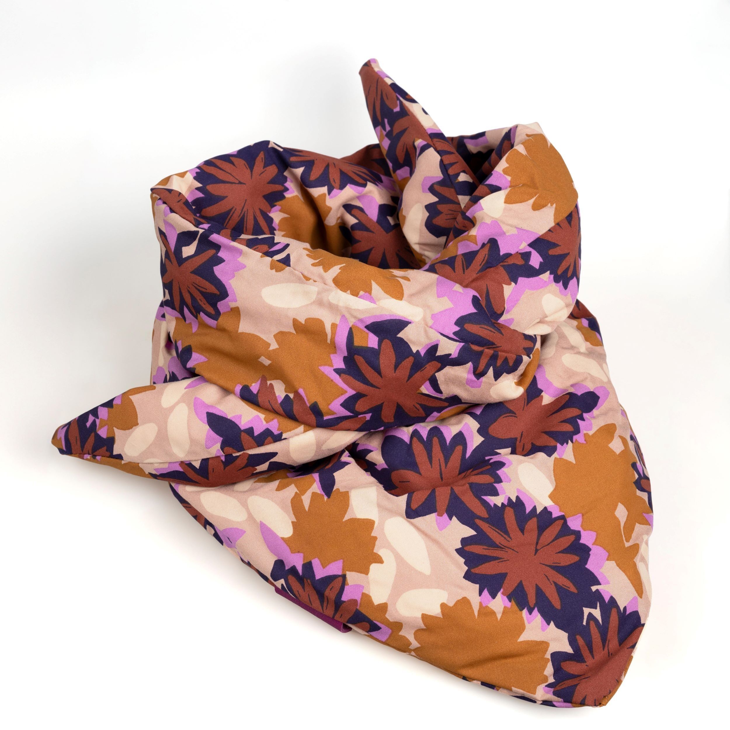 FOULARD BLANC FLEURS DUVET DE CANARD