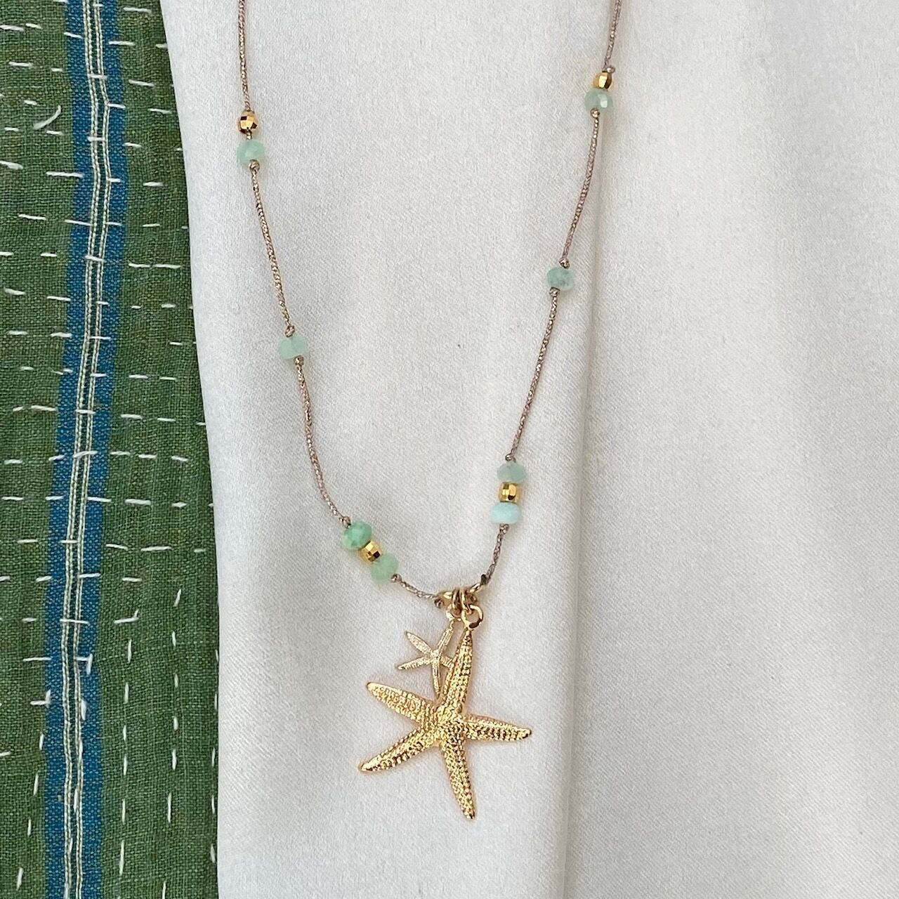 Grüne Opal- und Seesternfaden-Halskette – Sailor