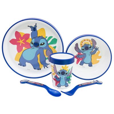 Stor set 5 pcs non-slip premium two-tone (plate, bowl, 260 ml glass and cutlery) in stitch box