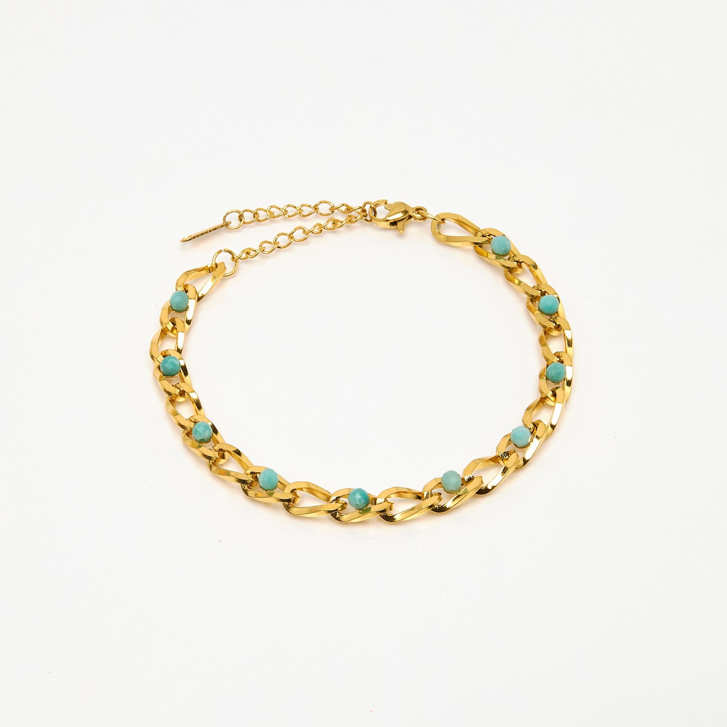 Bracelet acier inoxydable chaine, cristal.