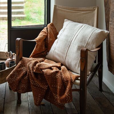 Plaid artisanal terracotta en bogolan pur coton - ARDHI