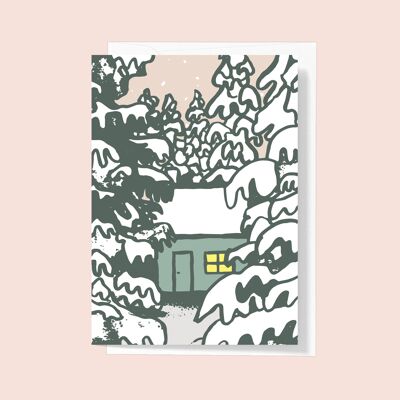 Snowy Cabin Christmas Card