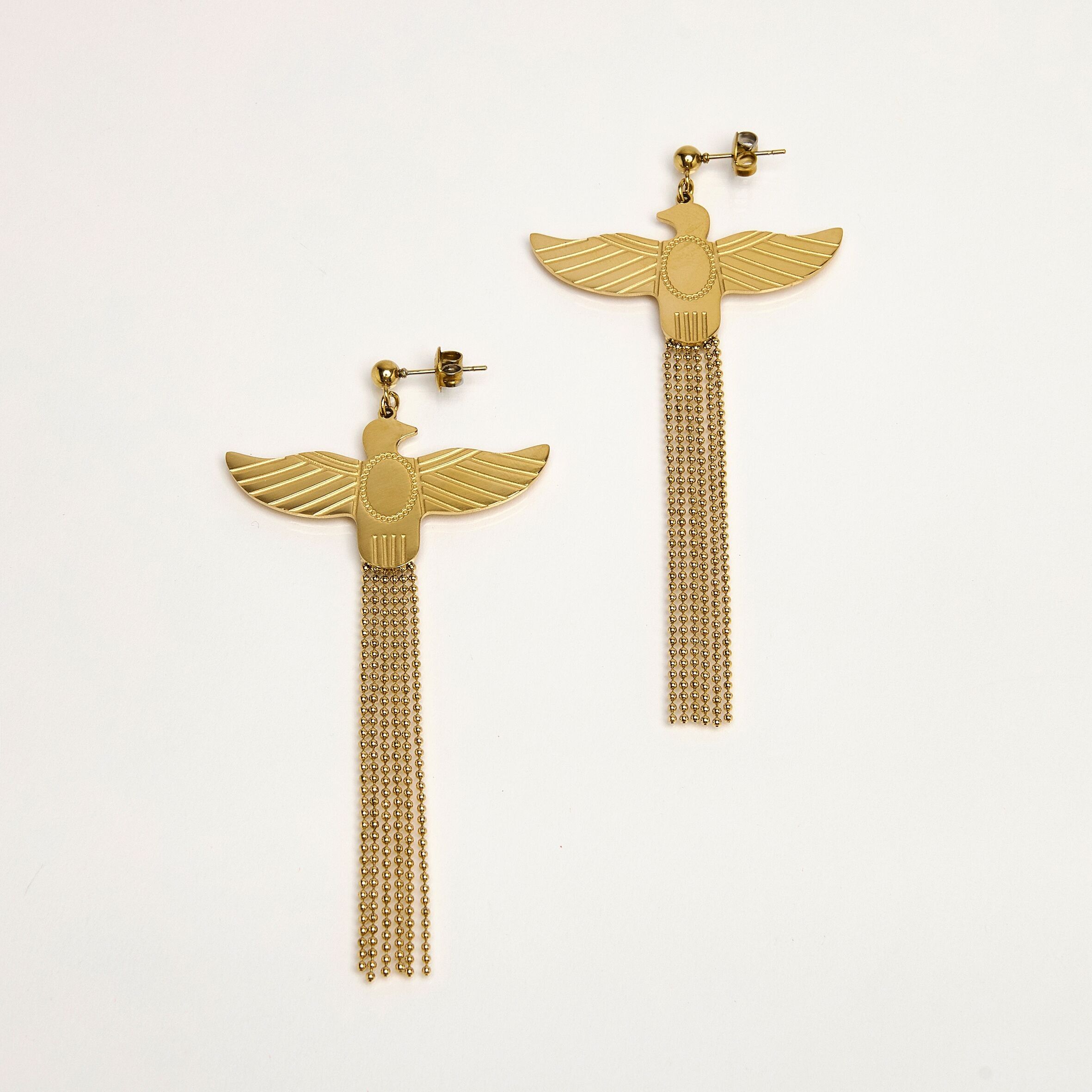 Goldene Ohrstecker aus Edelstahl, Maya.