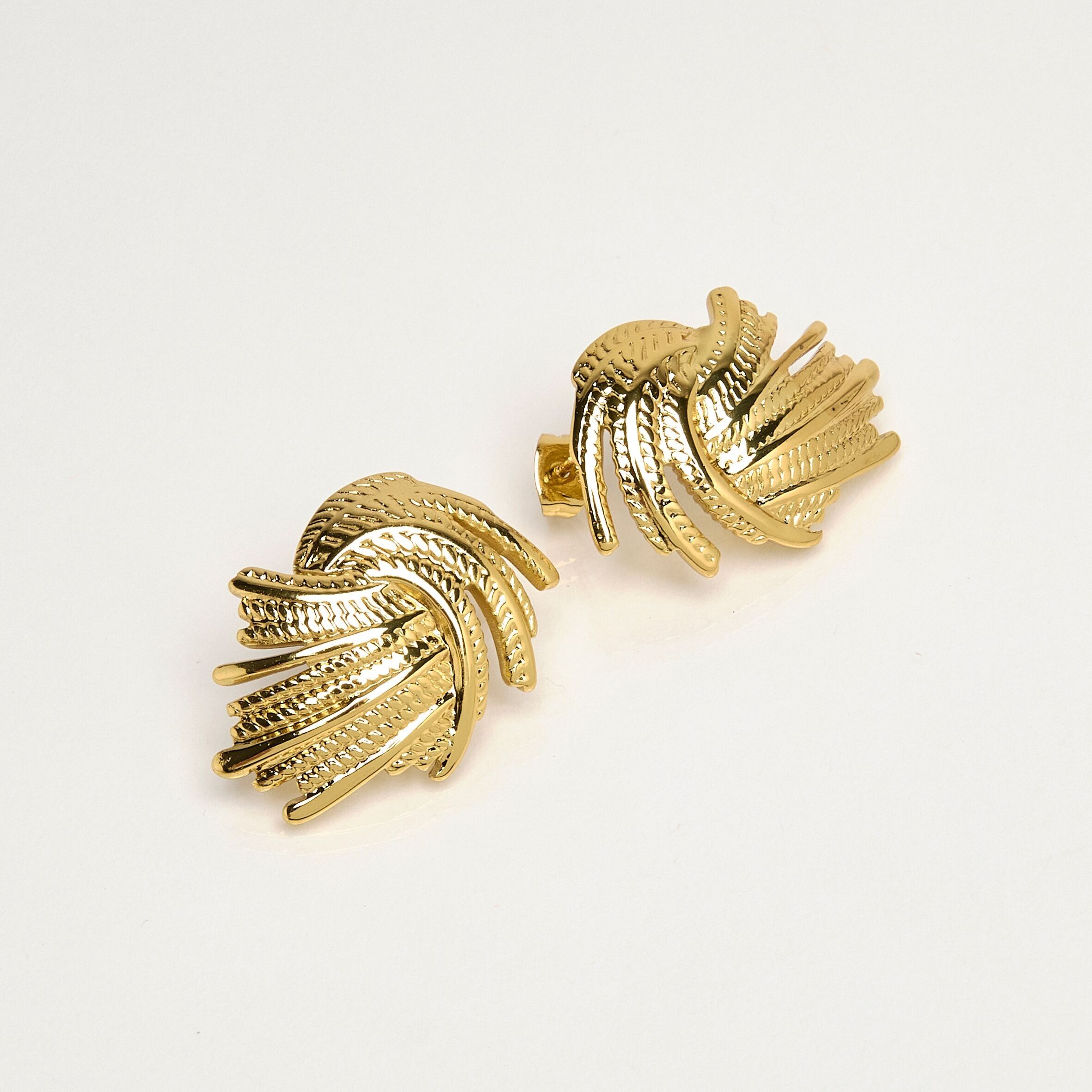 Ohrstecker aus goldfarbenem Edelstahl, Knoten.