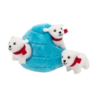 Zippy Burrow - Polar Bear Igloo Dog Toy