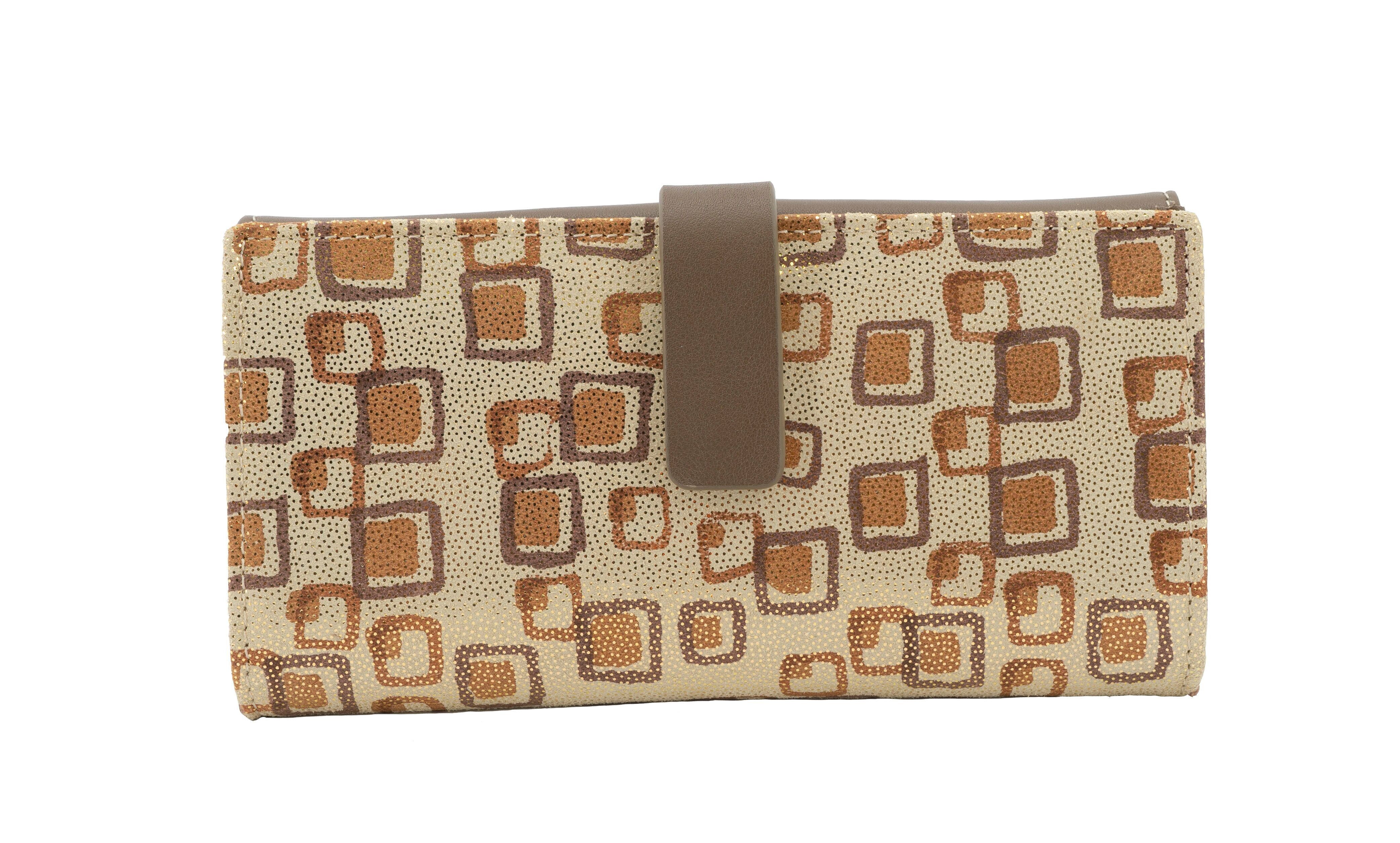 Portafoglio in pelle fantasia realizzato a mano con chiusura.