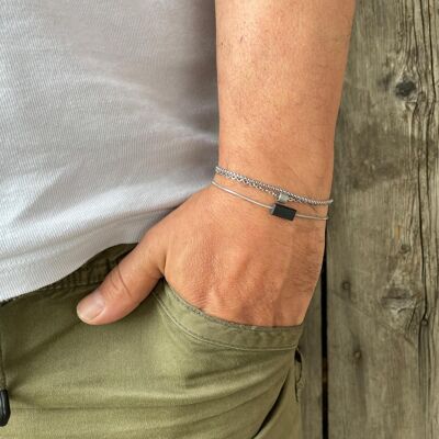 Bracelet Trio : Le doux viking acier et ébène WATERPROOF