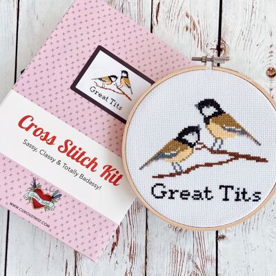 Great Tits- Funny Cross Stitch Kit For Adults