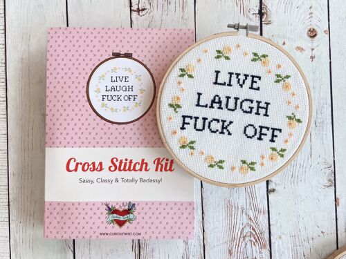 Live, Laugh, F*ck Off- Funny Cross Stitch Kit For Adults