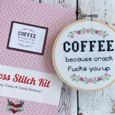 Coffee because Crack F * cks You Up- Divertido kit de punto de cruz para adultos