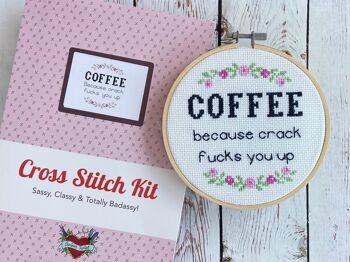 Coffee Because Crack F*cks You Up - Kit de point de croix amusant pour adultes