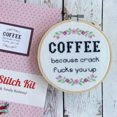 Kaffee, weil Crack dich fickt - Lustiges Kreuzstichset für Erwachsene Adult