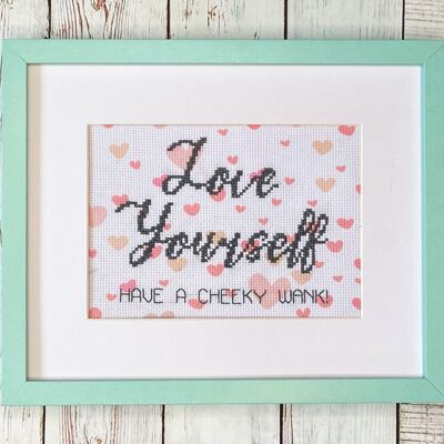Love Yourself - Kit de punto de cruz para adultos con amor propio