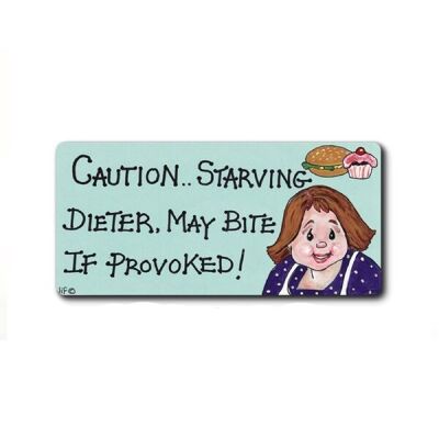 Caution - Starving Dieter Smiley Magnet