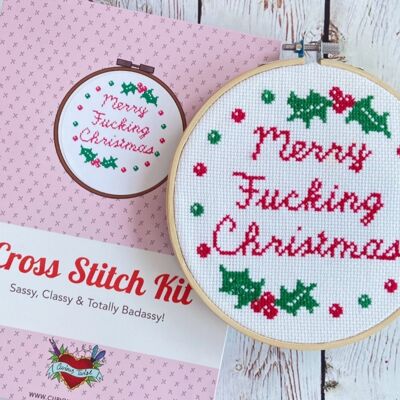 Merry F*cking Christmas - Kit de point de croix contemporain pour adultes