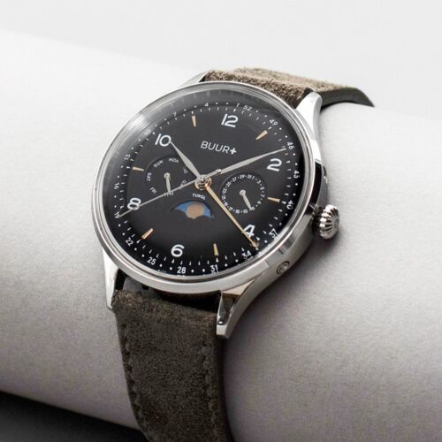 Tungl Black - Swiss made quartz powered Moonphase calendar