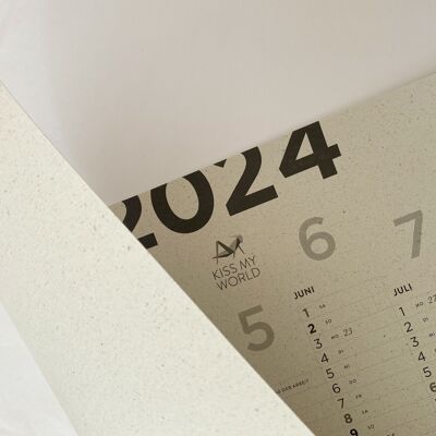 Affiche calendrier / planificateur annuel / calendrier mural 2024 - papier d'herbe