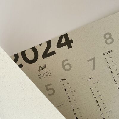 Affiche calendrier / planificateur annuel / calendrier mural 2024 - papier d'herbe