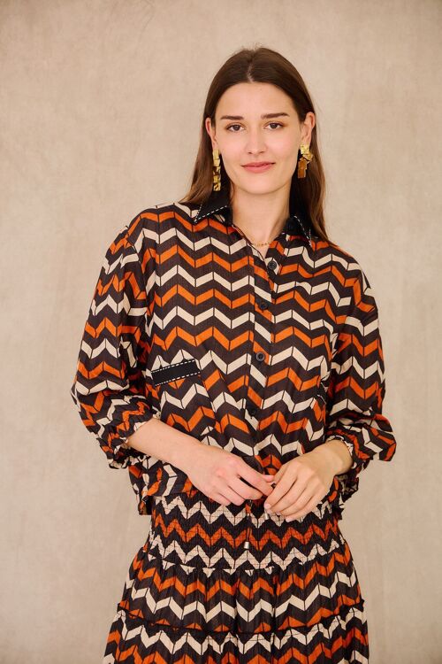 Chemise courte à motifs en coton - Taille unique