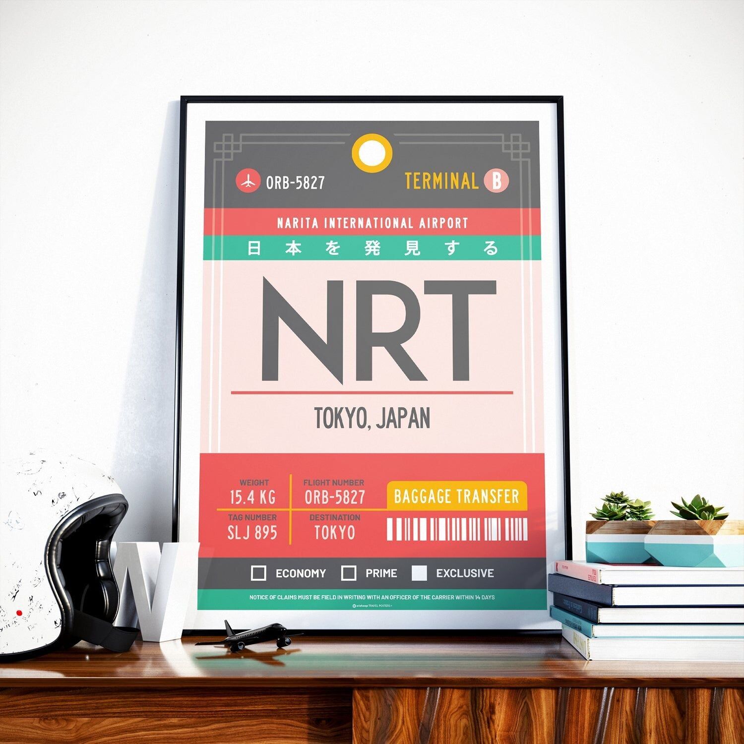 Poster di viaggio in Giappone a Tokyo | Etichetta bagaglio dell'aeroporto di Tokyo