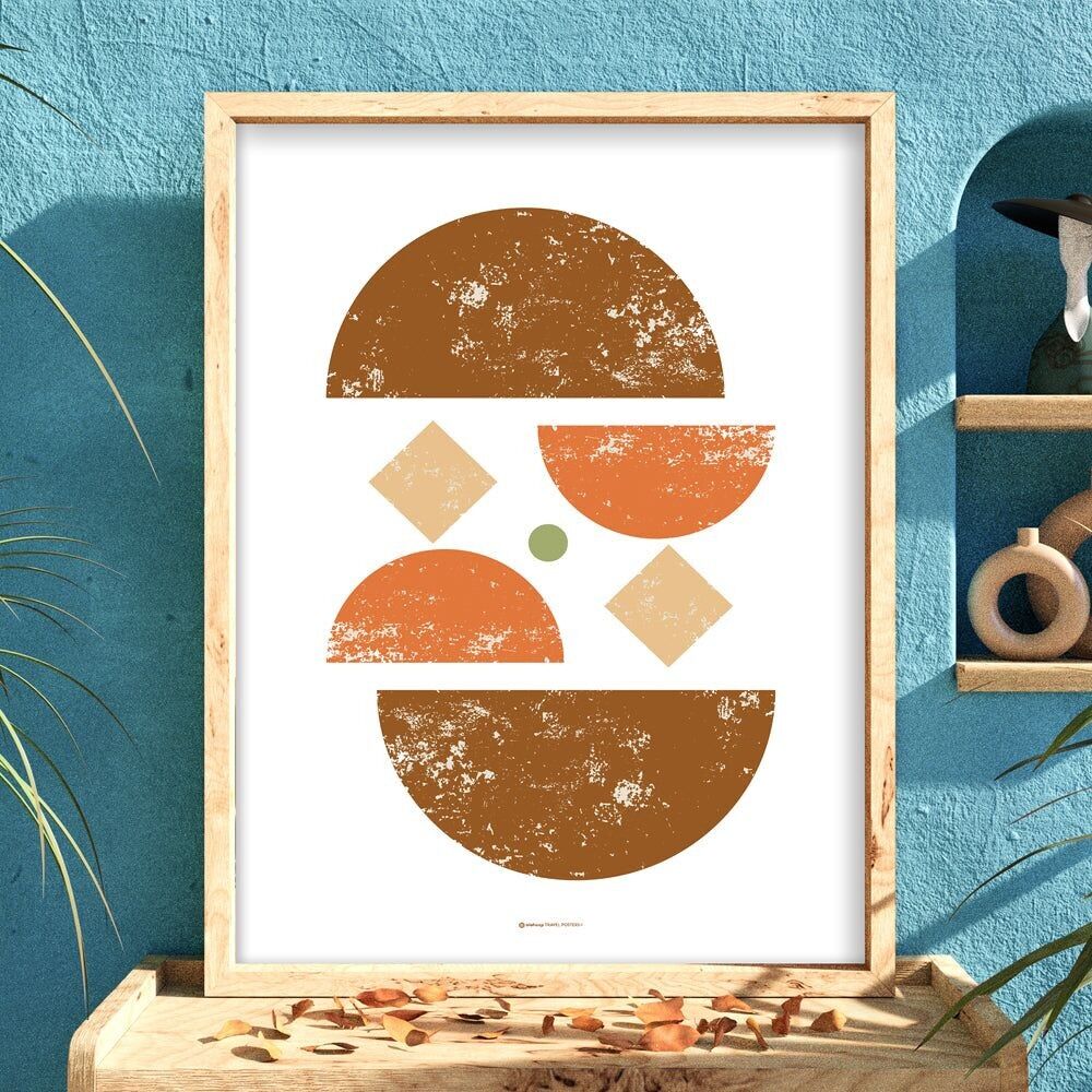 Boho Chic Mezza Sfera Terra | Poster di decorazioni bohémien | Paesaggio di arte astratta
